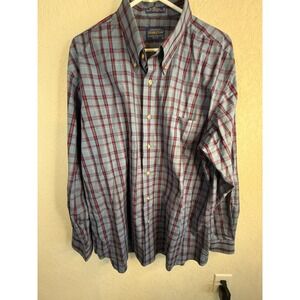 Pendleton Broadway Cloth Plaid  Button Down Shirt Men's XL Wrinkle Resistant